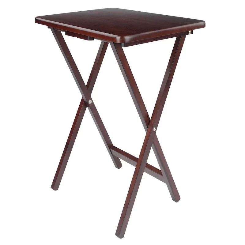 Set of 4 Rich Antique Walnut Folding Single Snack Tables 25.75
