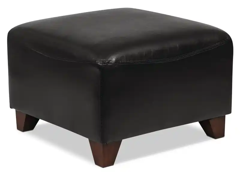 22.5 Faux Leather Ottoman with Wood Legs