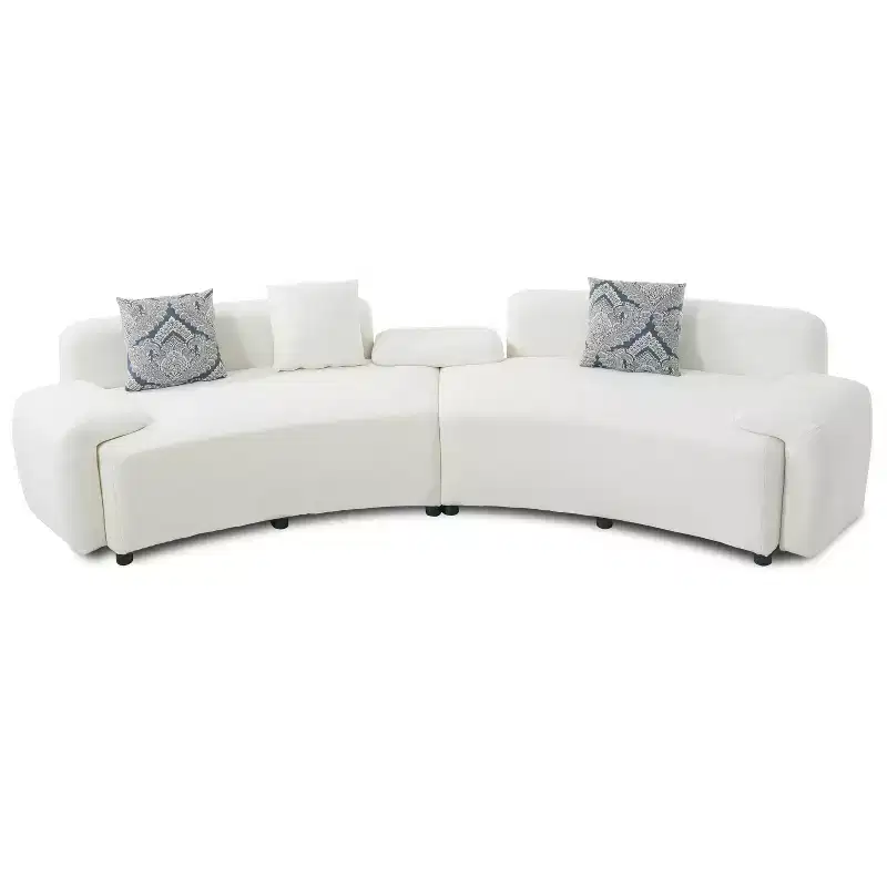 Christopher Knight Home Alvis Modern 122 Curved Fabric Upholstered 4-Seater Sofa Couch with 3 Pillows