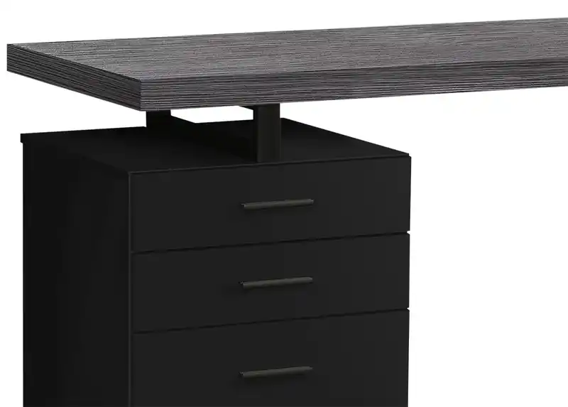 47.25 Computer Office Desk with 3-Drawers - Black & Grey