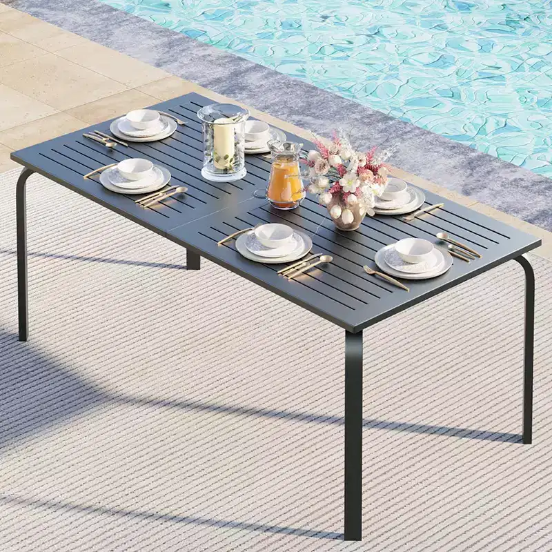 Marine - Grade Aluminum Patio Table, Modern Outdoor Dining Tablefor Restaurants, Backyards, Poolside