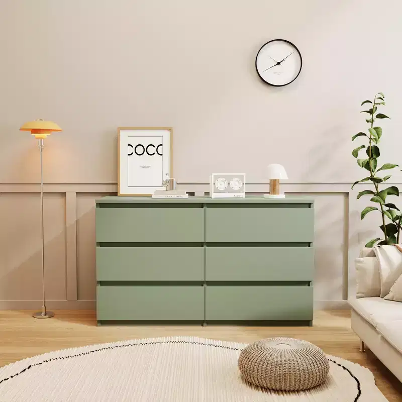 GDFStudio Sergei Modern Wooden 6-Drawer Dresser with Smooth Operation