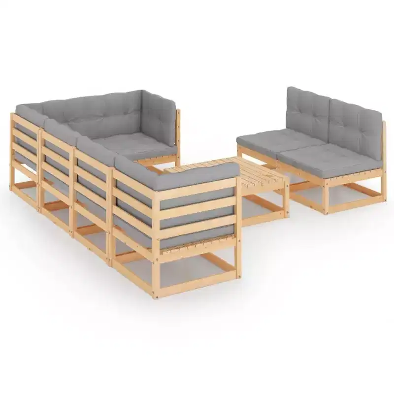 vidaXL Patio Lounge Set Outdoor Sofa Garden with Cushions Solid Wood