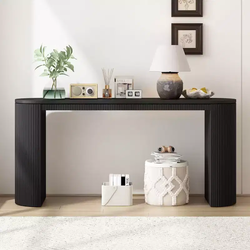 MDF Curved Console Table 31.8''H x 14.9''W x 59.2''D