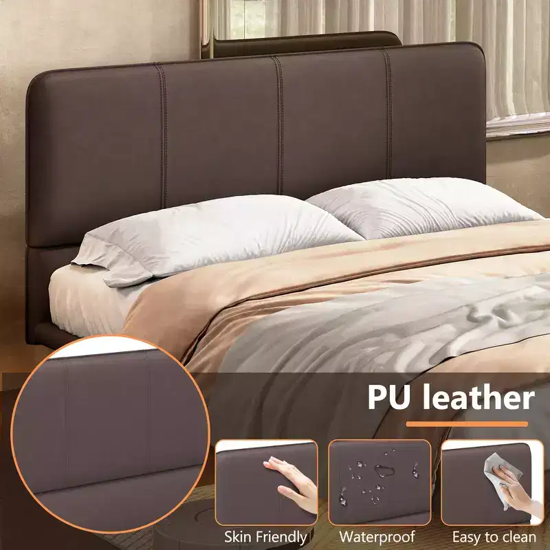 Full Size Floating Platform Bed with LED Lights, PU Leather, Sturdy Build & Modern Appeal