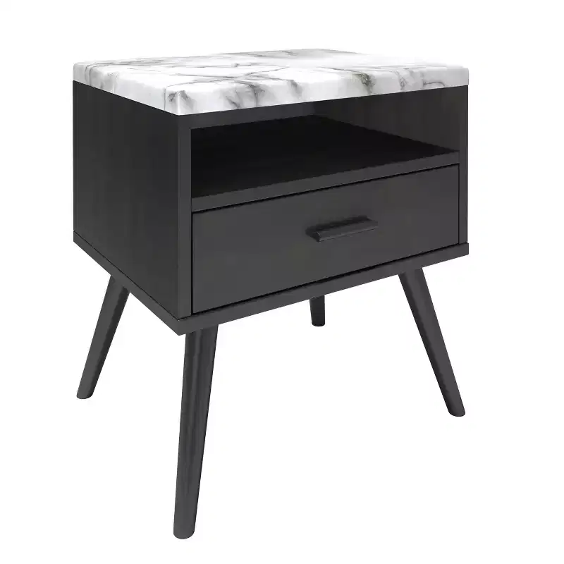 Mid-Century Modern Marble Top Nightstand