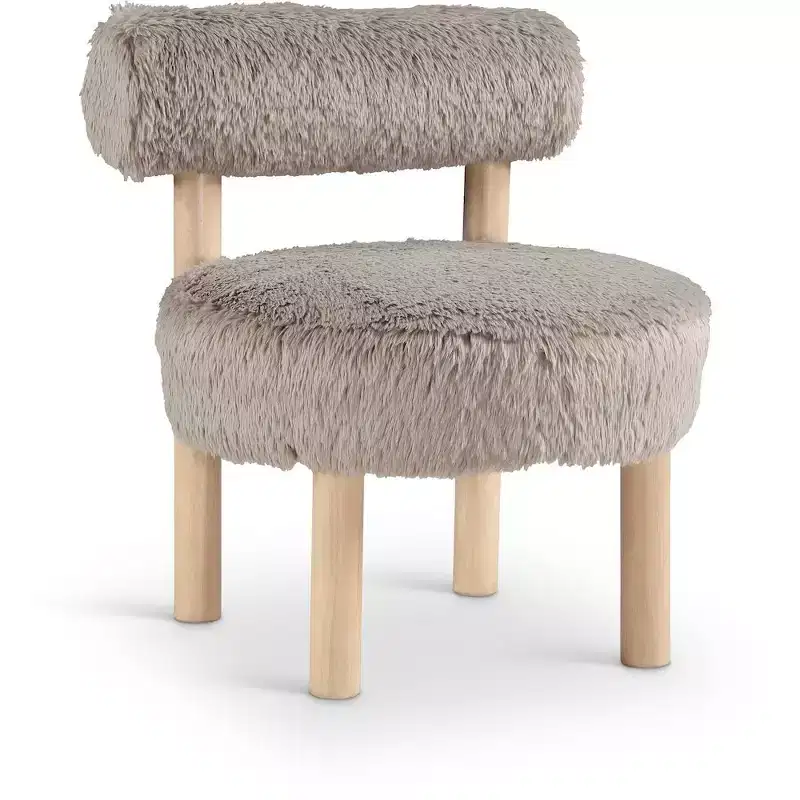 Vegan Shearling Fabric Accent Chair, Beige