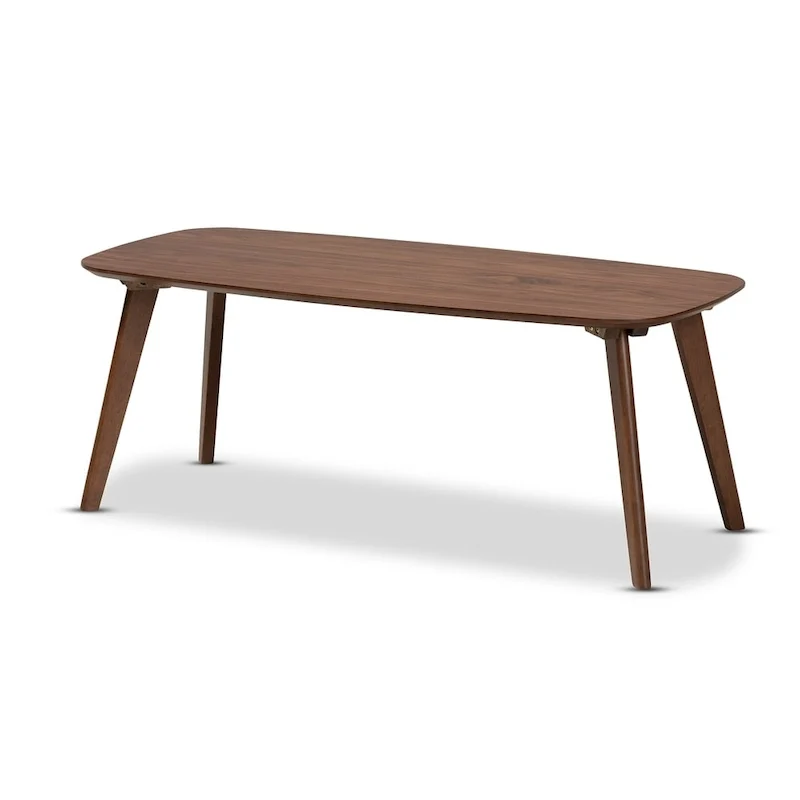 Mid-Century Modern Rubberwood Coffee Table with Angled Legs – Walnut, 1-Unit