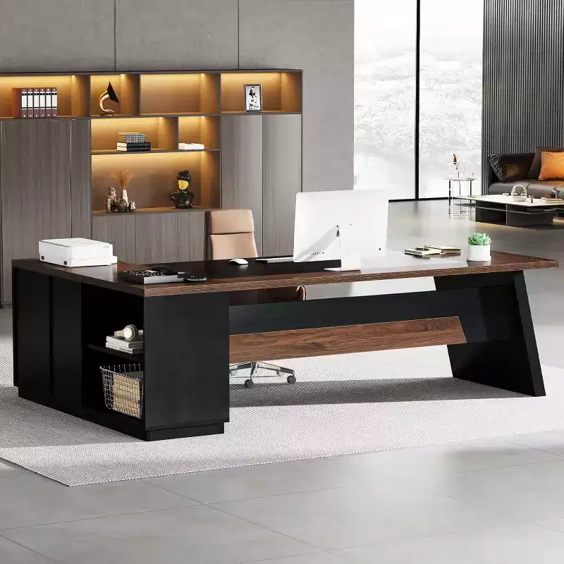 Lantine Modern 78 L-Shaped Executive Desk with Drawers and Lateral File Cabinet