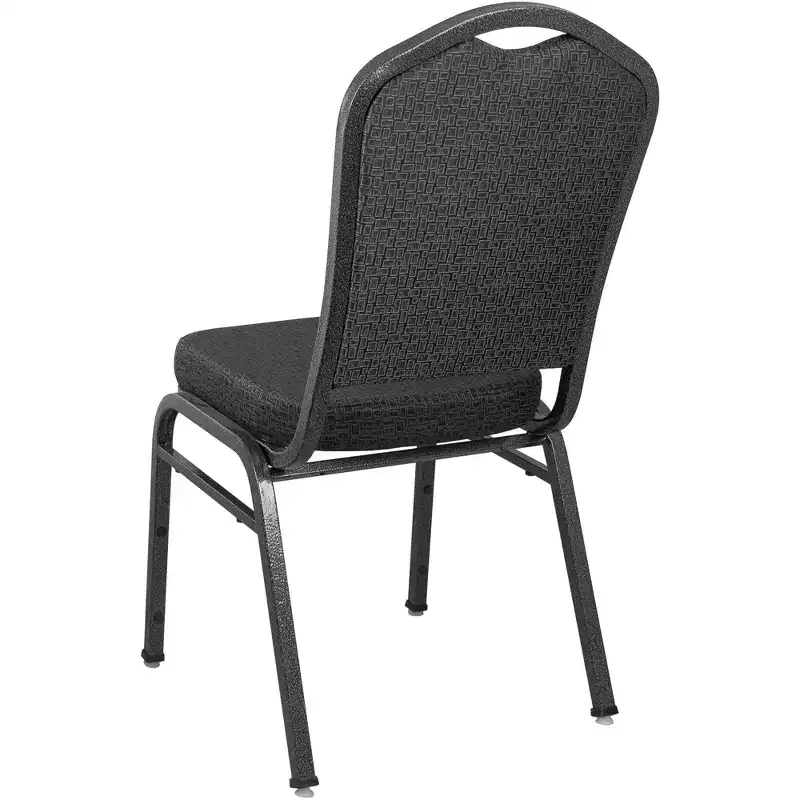 Premium Crown Back Banquet Stack Chair, Burgundy Fabric, Silver Vein Frame, 500 lb Capacity