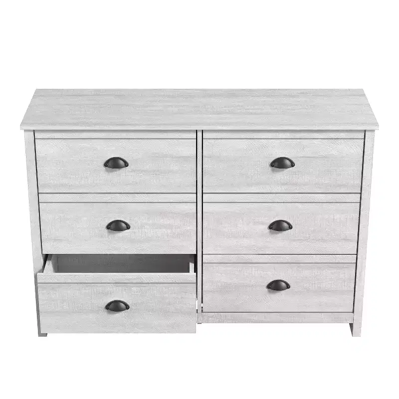 6 Drawer Dresser (Interlock) - Dusty Grey Oak