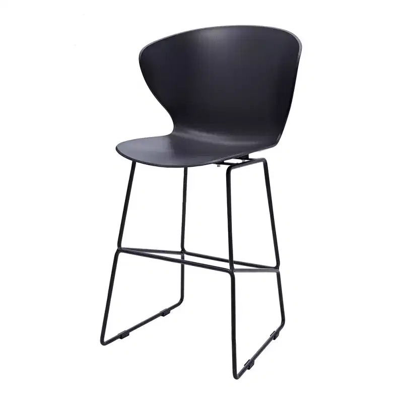 HomeRoots Set of Two 26 Black Heavy Duty Plastic and Metal Low Back Counter Height Bar Chairs