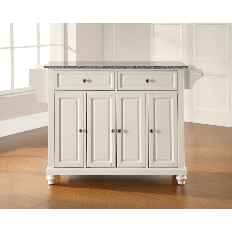 Crosley Cambridge Solid Granite Top Kitchen Island in Vintage Mahogany Finish - 51.5W x 18D x 36H