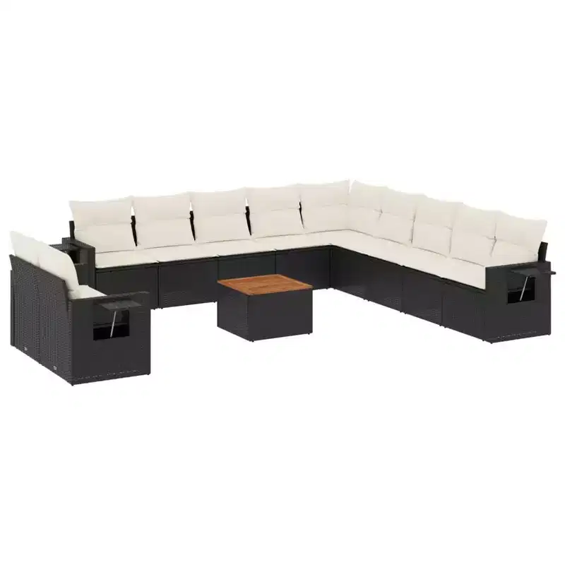 vidaXL Garden Sofa Set Black PE Rattan 12 Piece Modular