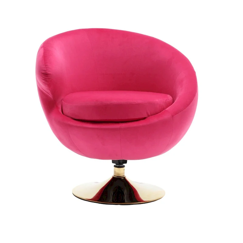 Velvet 360 Degree Swivel Left Cuddle Barrel Accent Chairs