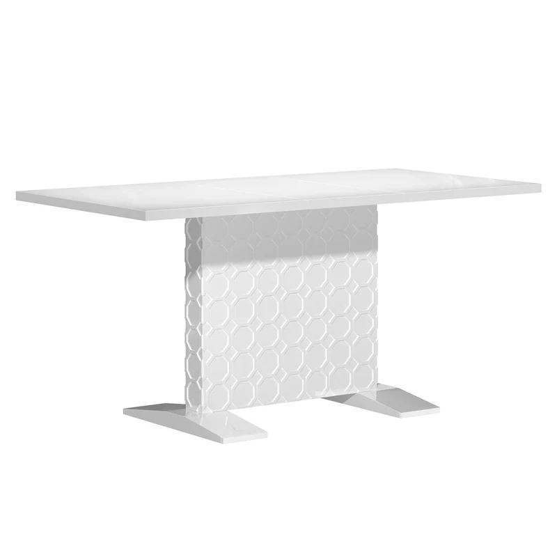 Clihome Glossy Wood Extendable Dining Table for 6 People