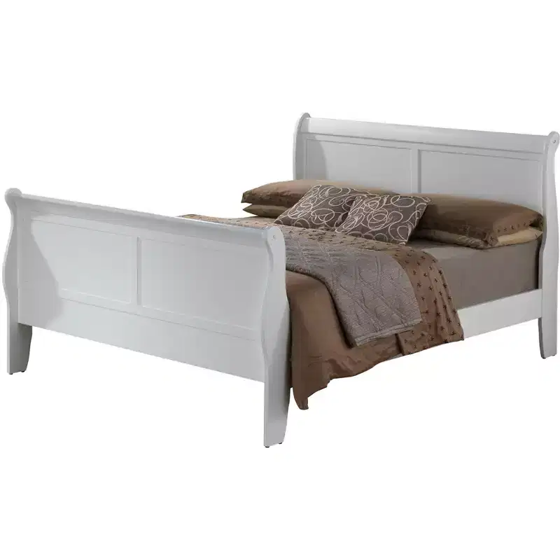 Passion Furniture Louis Philippe Full Sleigh Bed with High Footboard