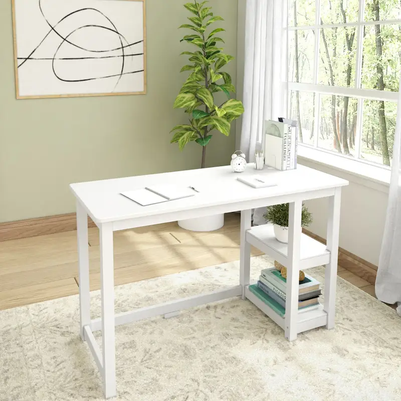 Plank and Beam Desk with Bookshelves