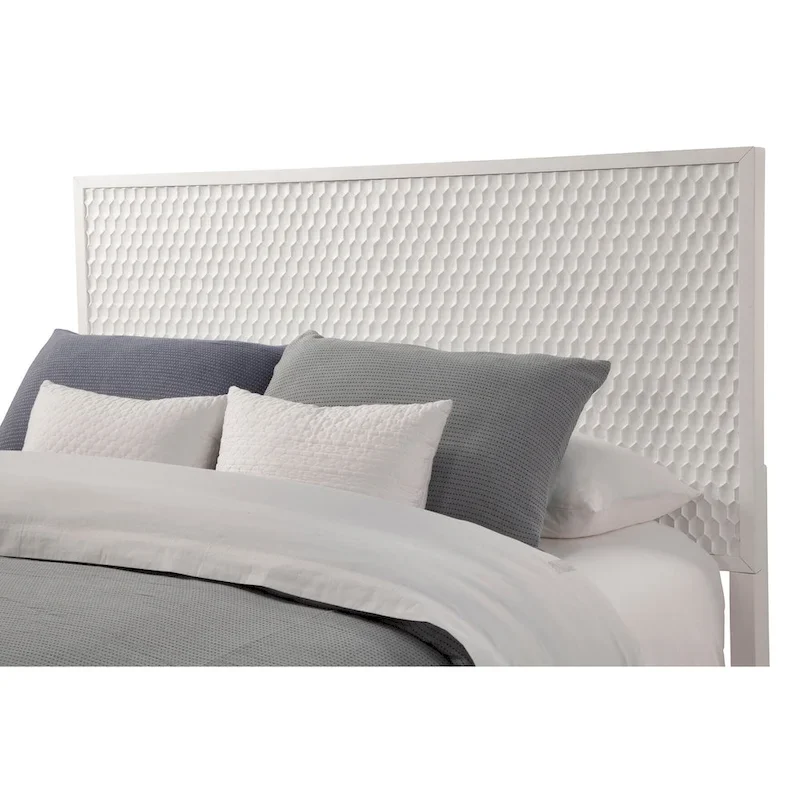 White Pearl Wood Headboard with Textured Finish