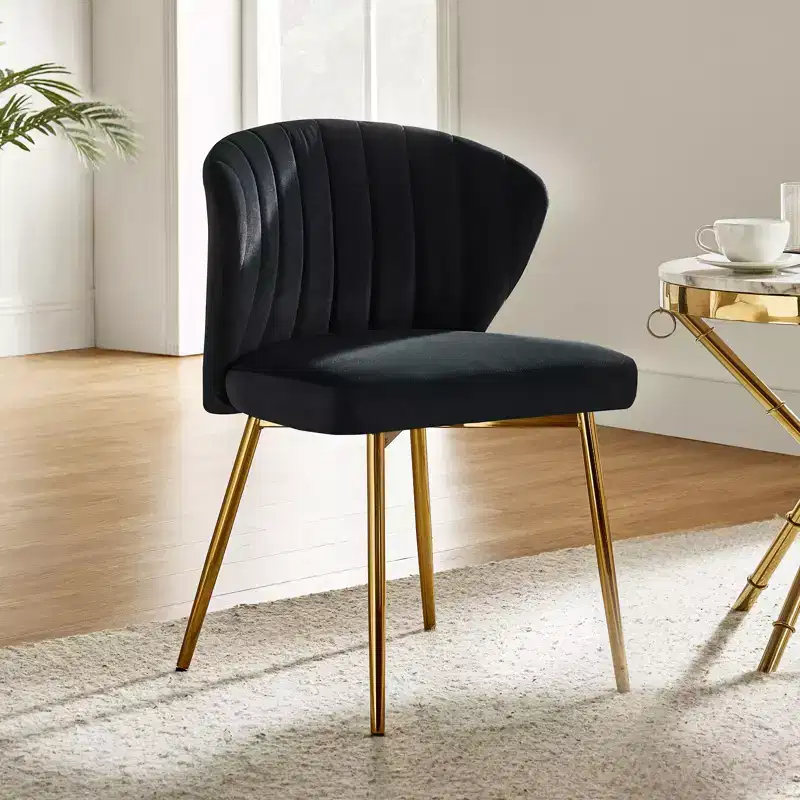 Black / Fuchsia / Green / Ivory / Mustard / Navy / Orange / Pink / Red / Sage / Tan / Teal / Yellow Velvet Accent Chair with Metal Legs – Seats 1