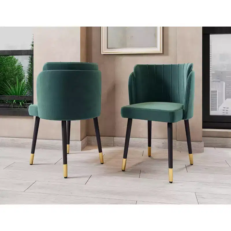 Manhattan Comfort Zephyr Velvet Dining Chair Hunter Green: Upholstered, Wood Legs, No Assembly Required
