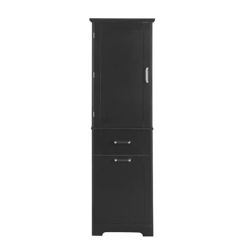 Tall Bathroom Storage Cabinet, Freestanding Storage Cabinet with Two Drawers and Adjustable Shelves