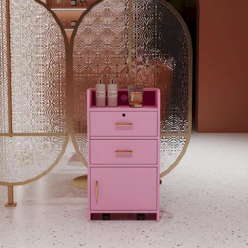 Locking Beauty Salon Storage Cabinet