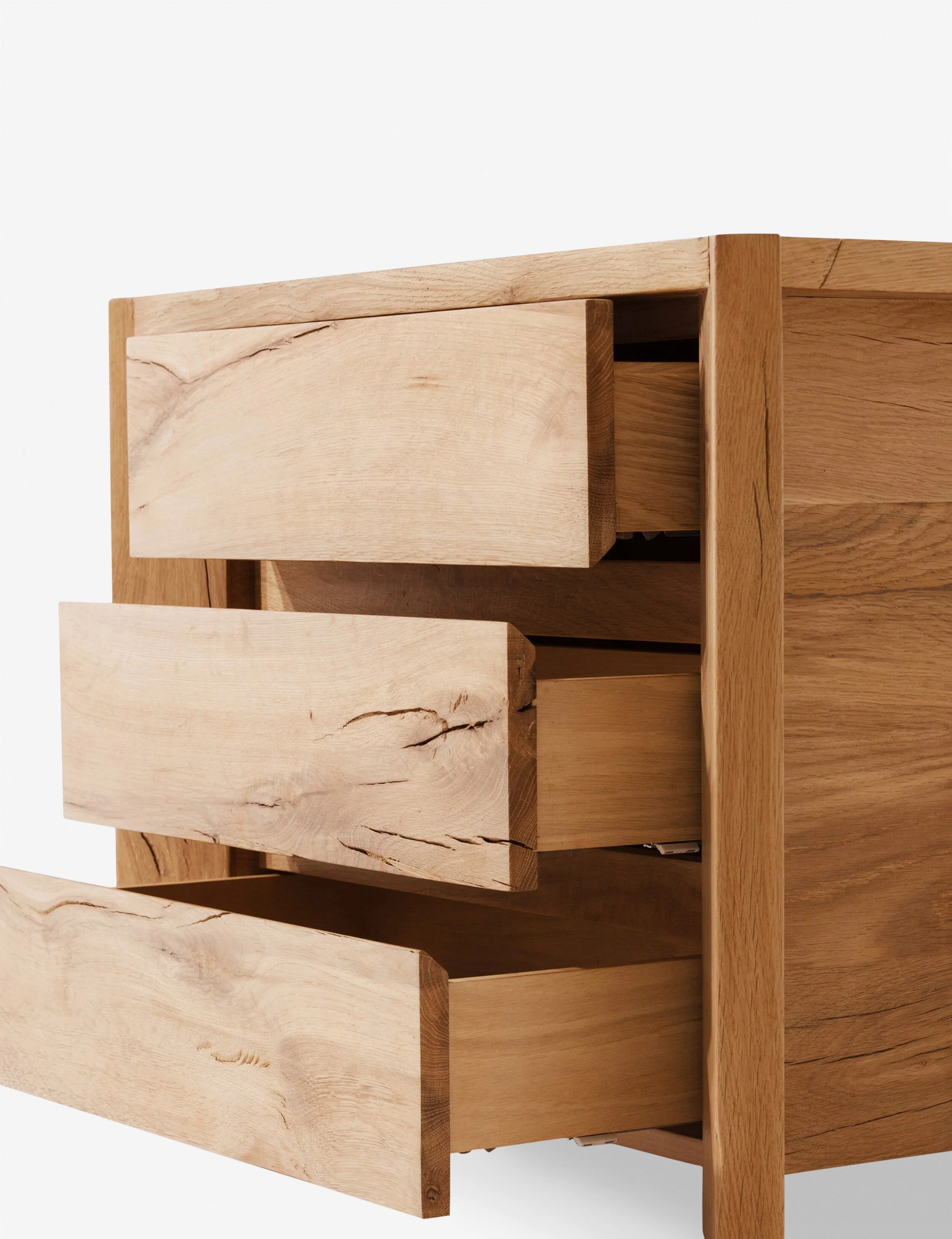 Nightstand - Angular legs and exposed joinery add rich character to this wood nightstand