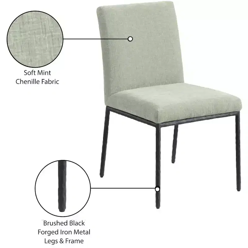 Meridian Furniture,Reeves Chenille Fabric Dining Chair, Set of 2