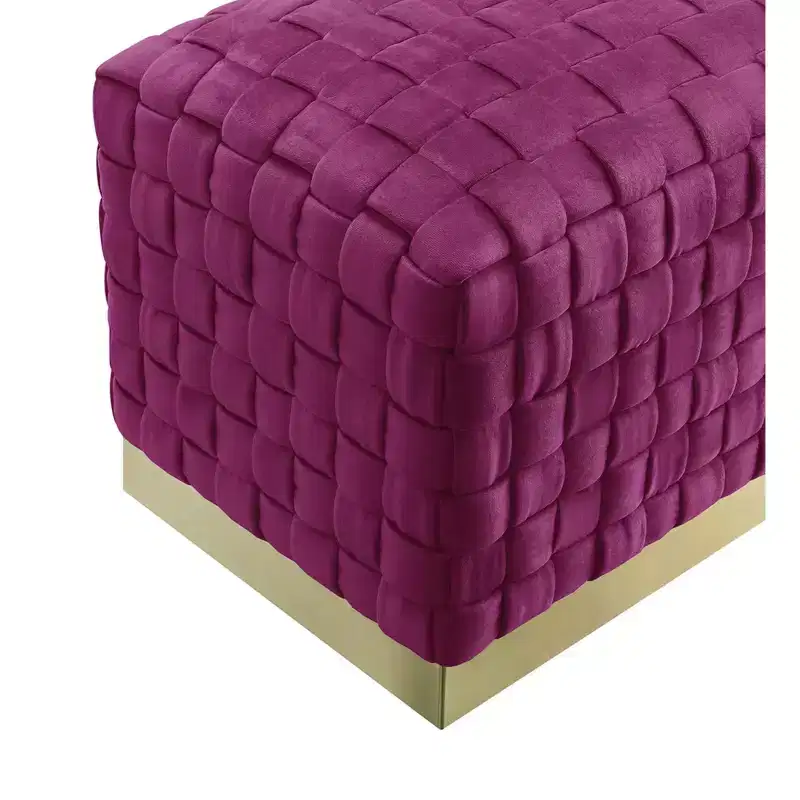 Nicole Miller Satine Velvet Hand Woven Bench with Base