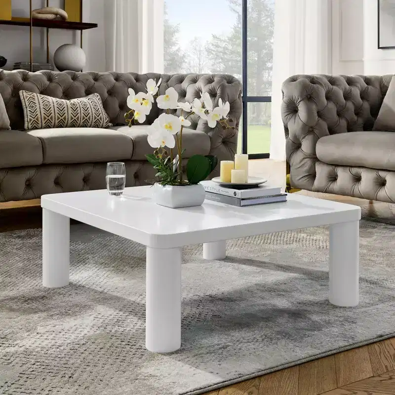 Square Wood Coffee Table with Rounded Corners