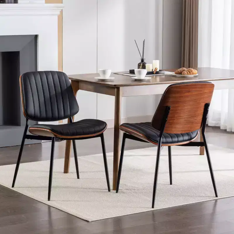 Vatros Dining Chairs Set of 2 Mid-Century Modern Retro Faux Leather Chair