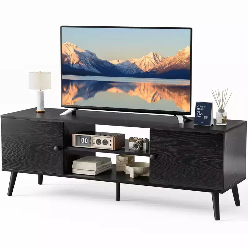 JIONJOY 60 TV Stand Media Console with Cabinets Adjustable Shelves