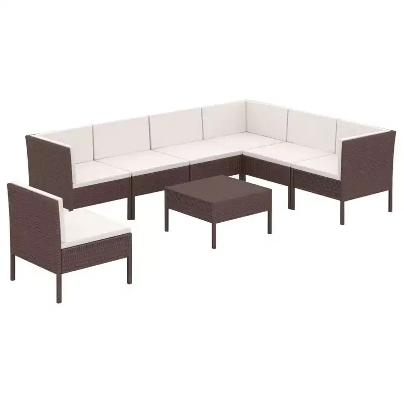 vidaXL Garden Lounge Set Brown PE rattan Large Modular