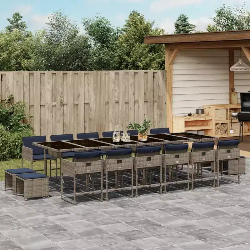 vidaXL Patio Dining Set Set of 16 Grey