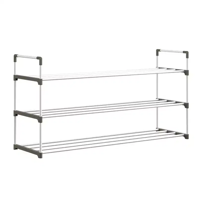 Home-Complete 3-Tier Shoe Rack for 15 Pairs, White