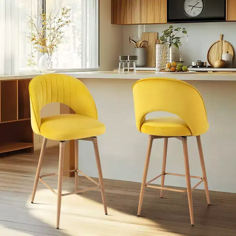 Vatros Counter Height Stools, Swivel Barstool, FSC Certified Upholstered Bar Stools