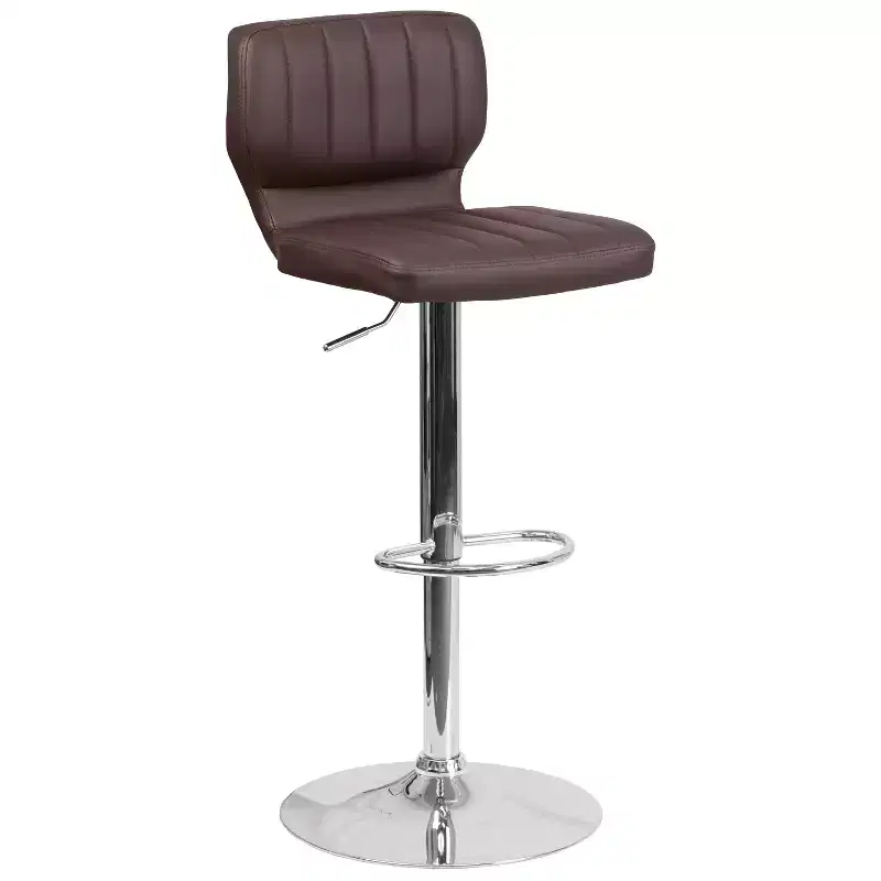 Emma and Oliver Vertical Stitch Back Swivel Adjustable Height Barstool