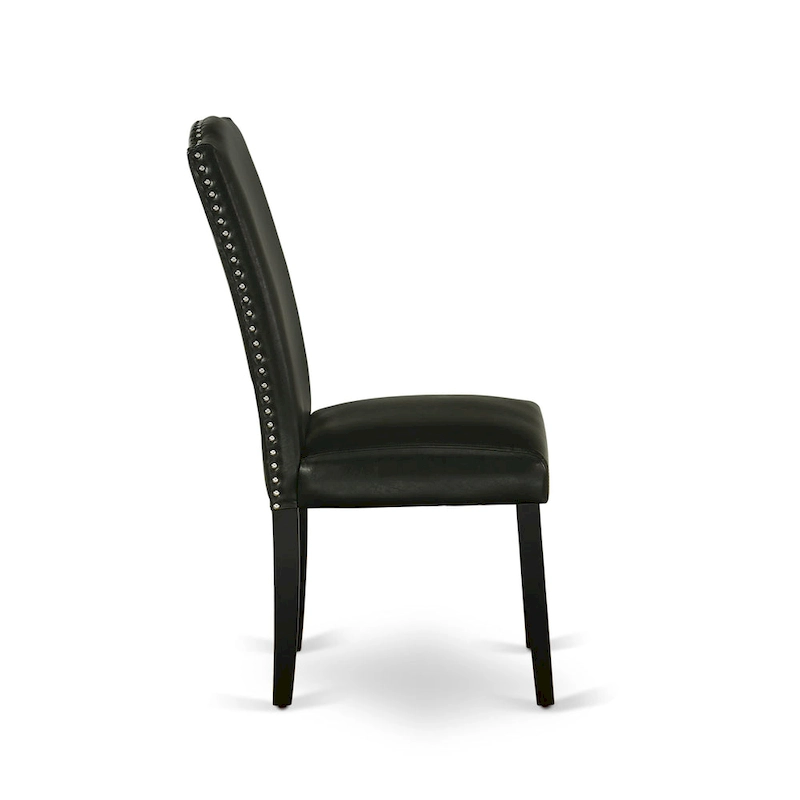 East West Furniture Dining Set-a Dining Table & Black Parson Chairs, Wire brushed Black.(Upholstered & Pieces Options)