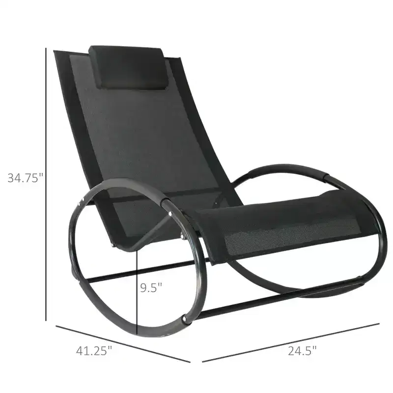 Zero Gravity Rocking Lounge Chair Patio Pool Chaise Recliner with Removable Pillow