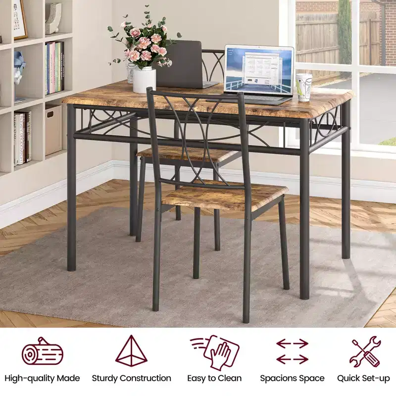 Rectangle Kitchen Table, with 4 Upholstered Chairs