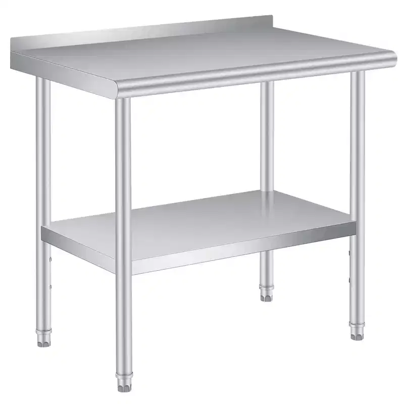 Stainless Steel Table Heavy Duty Commercial Metal Table for Prep Adjustable Shelf, for Kitchen, Restaurant, Business