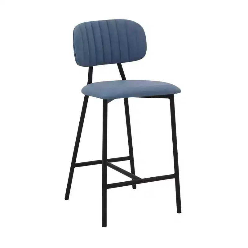 26 Rococo Counter Stool with Faux Leather and Metal Finish - Armen Living