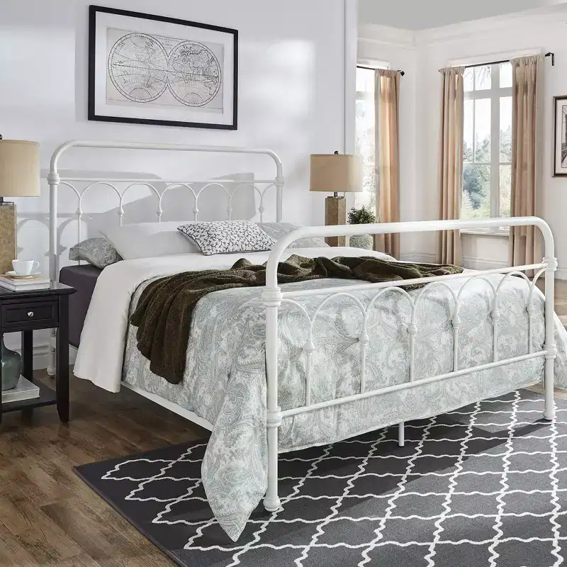 Caledonia Casted Knot Metal Queen Bed - Antique White - iNSPIRE Q