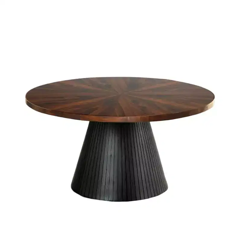 GDFStudio Giulia Contemporary Oval Wooden Coffee Table with Drum Base