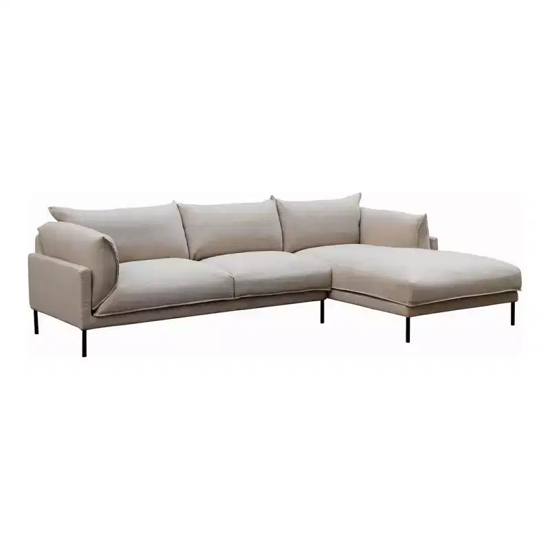 Sabula Sectional Right Sofa Sandy Beige - Alder Bay: Linen-Blend, Down Wrapped Cushions, Wood Frame