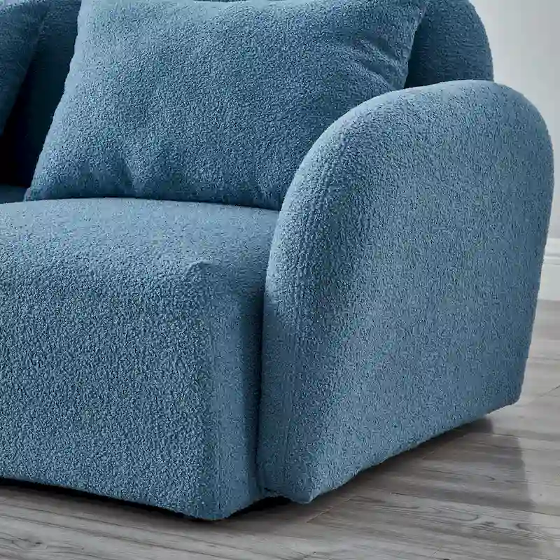 Living Room Furniture Three Seat Lazy Sofa Teddy Fabric White,High quality and durable