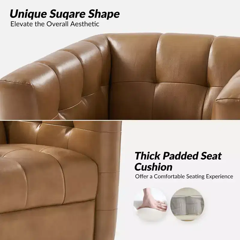 Frankie Modern Genuine Leather Swivel Club Chair| HULALA HOME