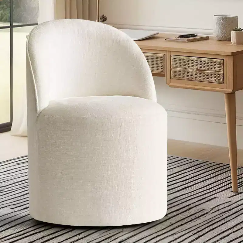 Modern Chenille Upholstered Swivel Accent Chair with Casters, Armless Rolling Lounge Chair for Living Room, Bedroom, or Home Office
