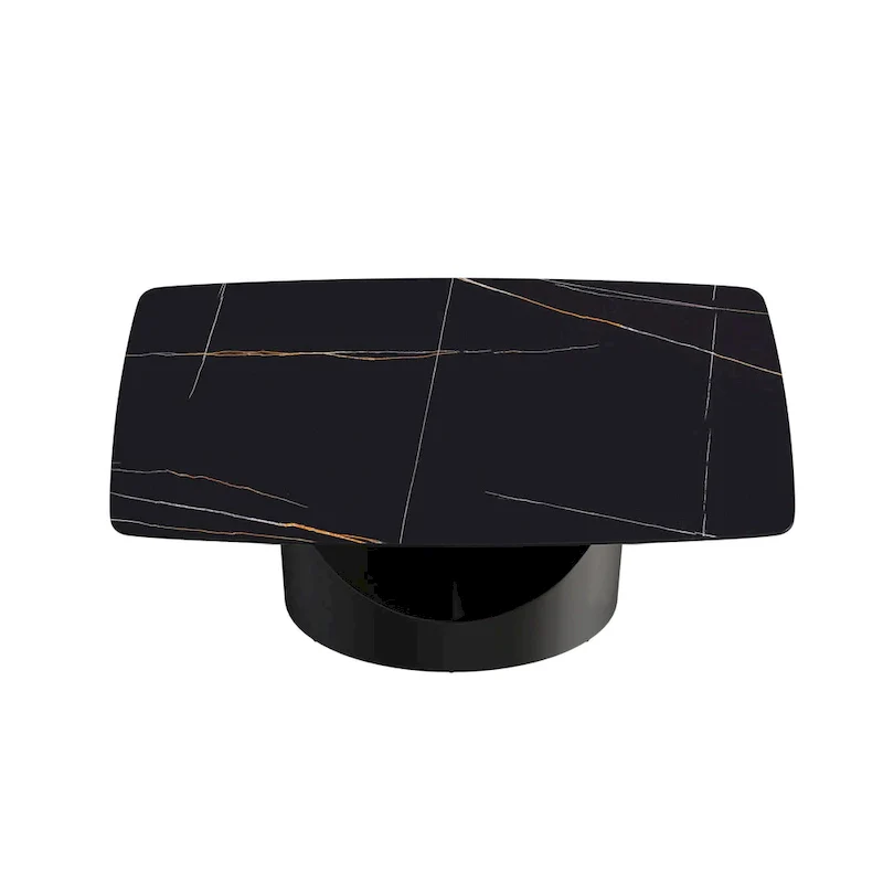 63-Inch Dining Table with Sintered Stone Tabletop and Metal Base